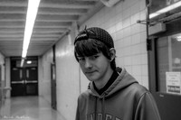B&W Teen Portrait- School Picture - hallway after concert