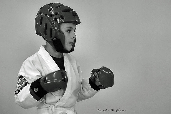 B&W Youth Picture - Karate pose