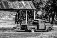B&W Landscape Photo - Old shack and Truck