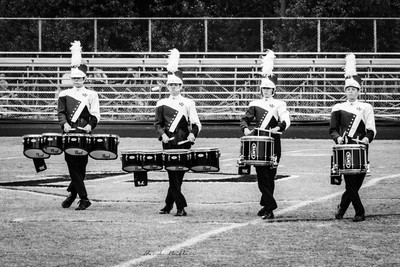 B&W High School Photo - Marching Band Drumline